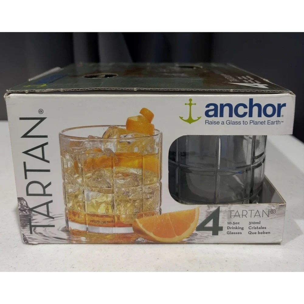 4 Anchor Hocking Tartan Manchester 10.5 oz Low-ball Old Fashioned  NOS